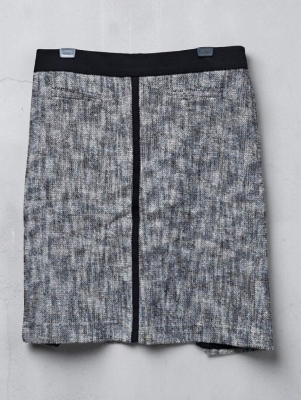 TALBOTS SIZE 8 HASHED TWEED PENCIL SKIRT IN GREY\BLACK
